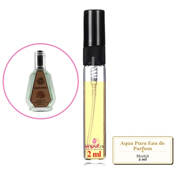 Mostra fiola din Parfumul Fragrance World Aqua Pura Eau de Parfum, decant sticla cu pulverizator