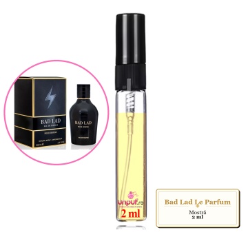 Mostra fiola din Parfumul Fragrance World Bad Lad Le Parfum, decant sticla cu pulverizator