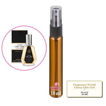 Mostra fiola din Parfumul Fragrance World Classy Chic Girl, decant sticla cu pulverizator