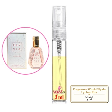 Mostra fiola din Parfumul Fragrance World Elysia Lychee Fizz, decant sticla cu pulverizator - Img 3