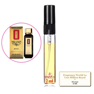 Mostra fiola din Parfumul Fragrance World La Uno Million Royal, decant sticla cu pulverizator