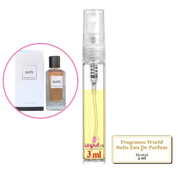 Mostra fiola din Parfumul Fragrance World Suits Eau De Parfum, decant sticla cu pulverizator - Img 2