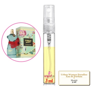 Mostra fiola din Parfumul Fragrance World Urban Women Paradise Eau de Parfum, decant sticla cu pulverizator