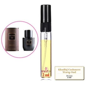 Mostra fiola din Parfumul Khadlaj Cashmere Warm Oud, decant sticla cu pulverizator