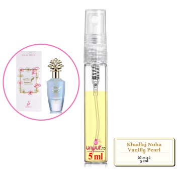 Mostra fiola din Parfumul Khadlaj Nuha Vanilla Pearl, decant sticla cu pulverizator - Img 4