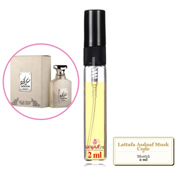 Mostra fiola din Parfumul Lattafa Asdaaf Musk Code, decant sticla cu pulverizator