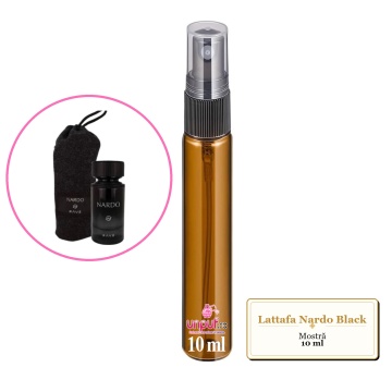 Mostra fiola din Parfumul Lattafa Nardo Black, decant sticla cu pulverizator