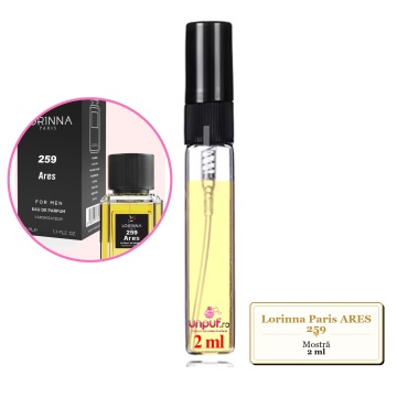 Mostra fiola din Parfumul Lorinna Paris ARES 259, decant sticla cu pulverizator