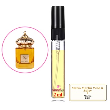 Mostra fiola din Parfumul Matin Martin Wild & Spicy, decant sticla cu pulverizator