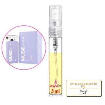 Mostra fiola din Parfumul Nylaa Musc Bleu Ciel Edp, decant sticla cu pulverizator - Img 2