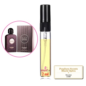 Mostra fiola din Parfumul Pendora Scents Black Optra, decant sticla cu pulverizator