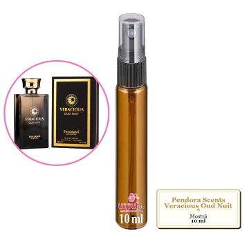 Mostra fiola din Parfumul Pendora Scents Veracious Oud Nuit, decant sticla cu pulverizator