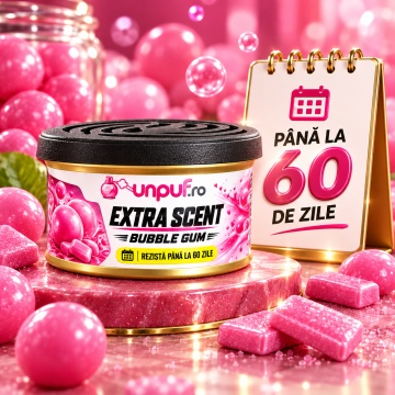 Odorizant Auto Unpuf Extra Scent Bubble Gum, Parfum Auto Dulce, Intensitate Reglabilă, Până la 60 Zile, 40g - Img 3