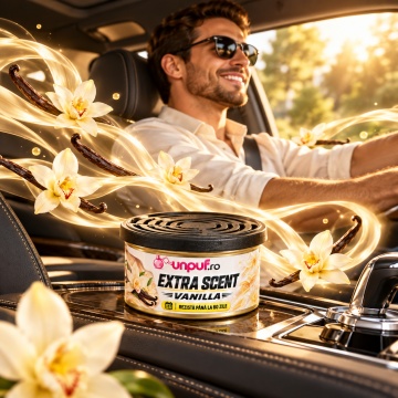 Odorizant Auto Unpuf Extra Scent Vanilla, Parfum Auto cu Aromă de Vanilie, Intensitate Reglabilă, Până la 60 Zile, 40g - Img 2
