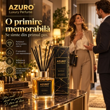 Odorizant Cameră Azuro Dubai Amber Luxury Perfume, Difuzor cu Bețișoare, Aromă Lemnoasă, Parfum Ambiental Elegant, 100 ml - Img 6