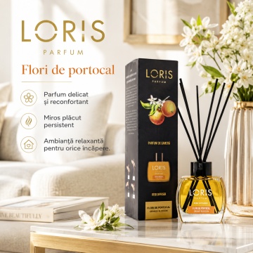 Odorizant de Cameră cu Bețișoare Parfumate Loris Parfum Flori de Portocal, 120 ml, Esență Floral Citrică, Miros Plăcut și Persistent - Img 4