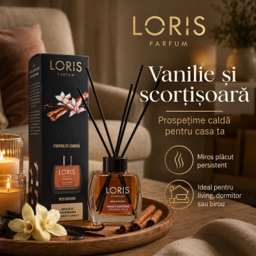 Odorizant de Cameră cu Bețișoare Parfumate Loris Parfum Vanilie și Scorțișoară, 120 ml, Esență Caldă și Condimentată, Miros Plăcut și Persistent - Img 4