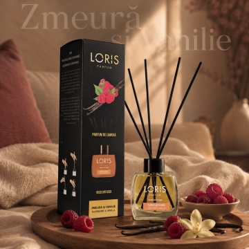 Odorizant de Cameră cu Bețișoare Parfumate Loris Zmeură și Vanilie, 120 ml, Esență Raspberry & Vanilla, Miros Dulce și Persistent - Img 5
