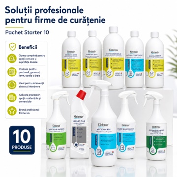 Pachet firma de curatenie Starter 10 Klintensiv Professional, detergenti pardoseli, anticalcar, Igienic Plus, multisuprafete, geamuri, mobilier, textile si mirosuri, 10 produse, 9.75 L, 4x Stickere - Img 3