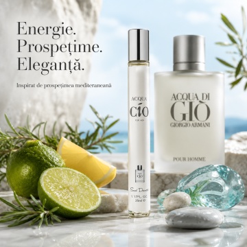 Parfum Acqua Cio For Man 35 ml, Apă de Parfum Bărbat, Aromă Citrică Marină, Aromatică și Lemnoasă, Format Compact, Note de Lime, Lămâie, Bergamotă, Neroli, Note Marine, Rozmarin, Mosc Alb, Cedru, Paciuli și Ambră - Img 7