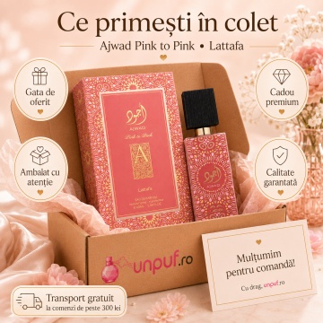 Parfum Arăbesc Ajwad Pink To Pink Lattafa 60 ml, Apă de Parfum Unisex, Aromă Lemnos Aromatică cu Guava, Grepfrut, Piper Roz, Trandafir, Vanilie și Mosc - Img 3