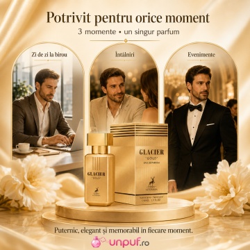 Parfum Arăbesc Alhambra Glacier Gold Maison Alhambra 30 ml, Apă de Parfum Bărbați, Aromă Oriental Ambrată, Inspirat Le Male Elixir - Img 6