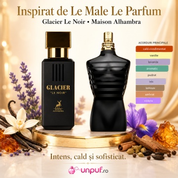 Parfum Arăbesc Alhambra Glacier Le Noir Maison Alhambra 30 ml, Apă de Parfum Bărbați, Aromă Oriental Ambrată, Inspirat Le Male Le Parfum - Img 8