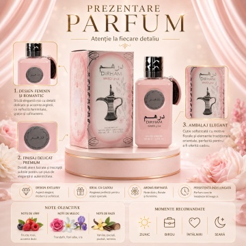 Parfum Arăbesc Ard Al Zaafaran Dirham Wardi 100 ml, Apă de Parfum Damă, Inspirat La Vie Est Belle L'Absolu, Aromă Oriental Arabescă Floral Pudrată cu Bergamotă, Șofran, Trandafir, Oud, Mosc, Ambră și Vanilie - Img 3