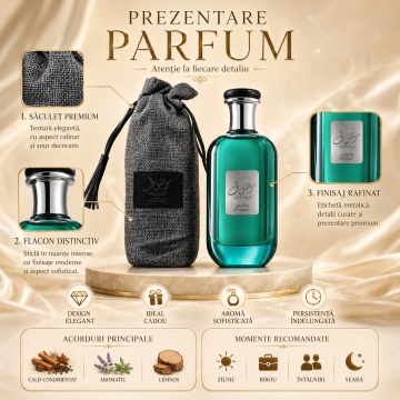 Parfum Arăbesc Ard Al Zaafaran Mousuf Ramadi 100 ml, Apă de Parfum Unisex, Damă și Bărbat, Inspirat Ultra Male, Aromă Oriental Arabescă cu Bergamotă, Condimente, Șofran, Iasomie, Lemn de Santal, Trandafir, Oud, Ambră, Mosc și Vanilie - Img 3