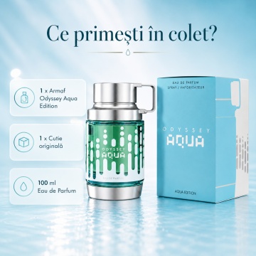 Parfum Arăbesc Armaf Odyssey Aqua 100 ml, Apă de Parfum Bărbat, Aromă Acvatic Aromatică Fresh cu Grapefruit, Note Marine, Bergamotă, Lavandă, Rozmarin, Salvie, Cedru, Ambroxan și Mosc - Img 5