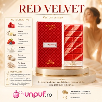 Parfum Arăbesc Armaf Red Velvet 70 ml, Apă de Parfum Unisex Damă și Bărbat, Aromă Floral Orientală, Dulce, Catifelată și Gourmand, Inspirată de Sweet Tooth - Img 9