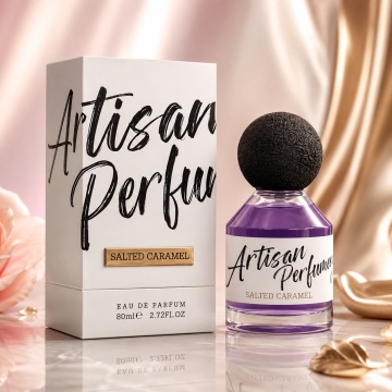 Parfum Arăbesc Artisan Perfumery Salted Caramel Fragrance World 80 ml, Apă de Parfum Unisex, Damă și Bărbat, Aromă Gurmand Dulce cu Caramel, Fructe Dulci, Zahăr, Praline, Flori Albe, Tonka, Ambră, Mosc și Vanilie