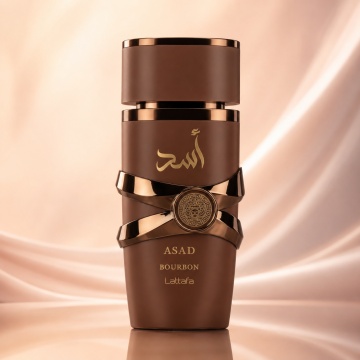 Parfum Arăbesc Asad Bourbon Lattafa 100 ml, Apă de Parfum Bărbat, Aromă Oriental Condimentată cu Lavandă, Piper Roz, Prună, Cacao, Davana, Nucșoară, Bourbon, Ambră, Vanilie și Vetiver - Img 2