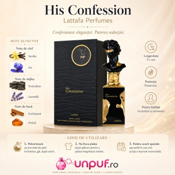 Parfum Arabesc Bărbați His Confession Lattafa, Eau de Parfum 100 ml, Intens Elegant Sofisticat - Img 9