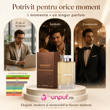 Parfum Arăbesc Bronze For Men Maison Alhambra 100 ml, Apă de Parfum Bărbați, Inspirat Orange For Men Hugo Boss, Aromă Lemnos Condimentată cu Măr Roșu, Coriandru, Piper, Tămâie, Note Lemnoase și Vanilie - Img 6