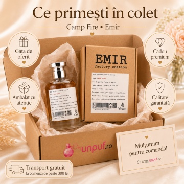Parfum Arăbesc Camp Fire Factory Edition Emir 100 ml, Apă de Parfum Unisex Damă și Bărbat, Aromă Aromatic Condimentată, Caldă, Lemnoasă și Memorabilă, Inspirată de By The Fireplace Maison Margiela - Img 4