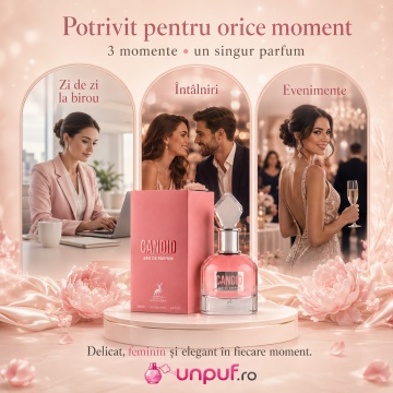 Parfum Arăbesc Candid Maison Alhambra 100 ml, Apă de Parfum Damă, Inspirat Scandal Jean Paul Gaultier, Aromă Chypre Florală Dulce cu Mandarină, Piersică, Portocală, Floare de Portocal, Gardenie, Iasomie, Miere, Caramel și Lemn Dulce - Img 6