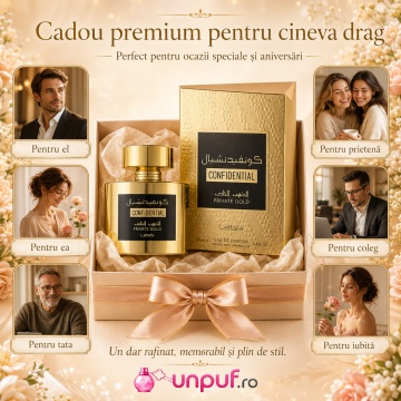 Parfum Arăbesc Confidential Private Gold Lattafa 100 ml, Apă de Parfum Unisex, Damă și Bărbat, Inspirat Kirke Tiziana Terenzi, Aromă Aromatic Fructată Tropicală cu Coacăză Neagră, Fructul Pasiunii, Piersică, Zmeură, Pară, Lăcrămioară, Lemn de Santal, Mosc - Img 7