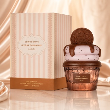 Parfum Arăbesc Cookie Crave Lattafa 75 ml, Apă de Parfum Unisex, Aromă Oriental Vanilată cu Cacao, Unt, Biscuit, Lapte, Zahăr, Vanilie, Frișcă și Lemn de Santal