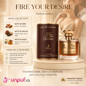 Parfum Arăbesc Emir Fire Your Desire 100 ml, Apă de Parfum Unisex Damă și Bărbat, Aromă Oriental Condimentată, Dulce, Caldă, Ambrată și Seducătoare, Inspirată de Angels’ Share - Img 9