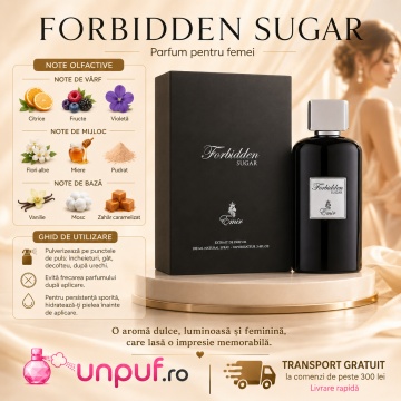 Parfum Arăbesc Emir Forbidden Sugar 100 ml, Apă de Parfum Unisex Damă și Bărbat, Aromă Gurmand Dulce, Caramel, Fructe Dulci, Praline, Flori Albe, Vanilie și Mosc, Inspirată de Love Don’t Be Shy - Img 9