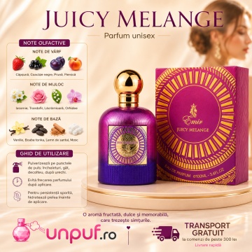 Parfum Arăbesc Emir Juicy Melange 100 ml, Apă de Parfum Unisex Damă și Bărbat, Aromă Fructat Florală, Dulce, Luminoasă, Suculentă și Elegantă, Inspirată de Eden Sparkling Lychee - Img 9