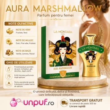 Parfum Arăbesc Emper La Montara Paris Aura Marshmallow 100 ml, Apă de Parfum Damă, Inspirat Moon Sparkle, Aromă Gurmand Dulce cu Caramel, Fructe Dulci, Zahăr, Praline, Flori Albe, Note Cremoase, Tonka, Ambră, Mosc și Vanilie - Img 9