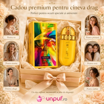 Parfum Arăbesc Emper Zephyr Gold 100 ml, Apă de Parfum Unisex, Damă și Bărbat, Inspirat Erba Gold, Aromă Oriental Ambrată Fructată și Luminoasă cu Citrice, Condimente, Șofran, Rășini, Flori Albe, Note Balsamice, Cedru, Ambră, Mosc și Vanilie - Img 7