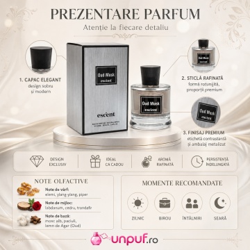 Parfum Arăbesc Escent Oud Musk Escent 100 ml, Unisex, Damă, Bărbat, edp - Img 3