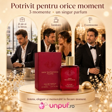 Parfum Arăbesc Fragrance World Des Tentations Flame 100 ml, Apă de Parfum Bărbați, Aromă Oriental Condimentată, Intensă și Seducătoare, cu Note de Citrice, Piper, Scorțișoară, Condimente Calde, Cedru, Rășini, Patchouli, Ambră, Mosc și Vanilie - Img 6