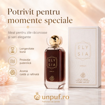 Parfum Arăbesc Fragrance World Elysia Vanilla 100 ml, Apă de Parfum Damă, Aromă Gurmand Dulce cu Vanilie, Zahăr Brun, Boabe de Tonka, Ambră, Lemn Ambrat, Orhidee și Mosc - Img 8