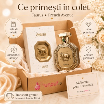 Parfum Arăbesc Genesis Taurus French Avenue 90 ml, Apă de Parfum Unisex, Damă și Bărbat, Aromă Aromatic Orientală Florală și Moscată cu Citrice, Acorduri Verzi, Note Proaspăt Condimentate, Flori Albe, Lavandă, Note Pudrate, Lemn de Cedru, Ambră, Mosc și A - Img 4