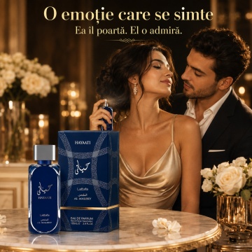 Parfum Arăbesc Hayaati Al Maleky Lattafa 100 ml, Apă de Parfum Bărbat, Aromă Lemnos Aromatică cu Bergamotă, Ghimbir, Nucșoară, Piper Roz, Cedru, Labdanum, Tămâie, Ambră și Mosc - Img 5