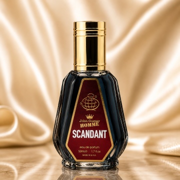 Parfum Arăbesc John Gustav Homme Scandant Le Parfum Fragrance World 50 ml, Apă de Parfum Bărbat, Aromă Oriental Lemnoasă Gourmand cu Mandarină, Piper, Salvie, Boabe de Tonka, Caramel, Lavandă, Ambră, Lemn Cald și Vetiver - Img 2